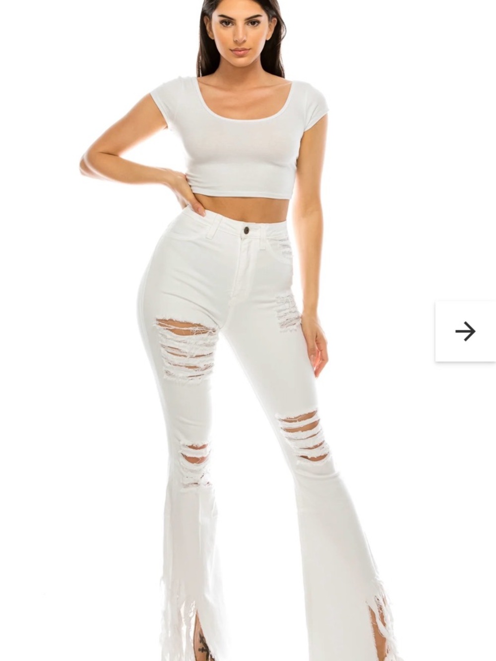 Aphrodite White High-Rise Distressed Flare Jeans